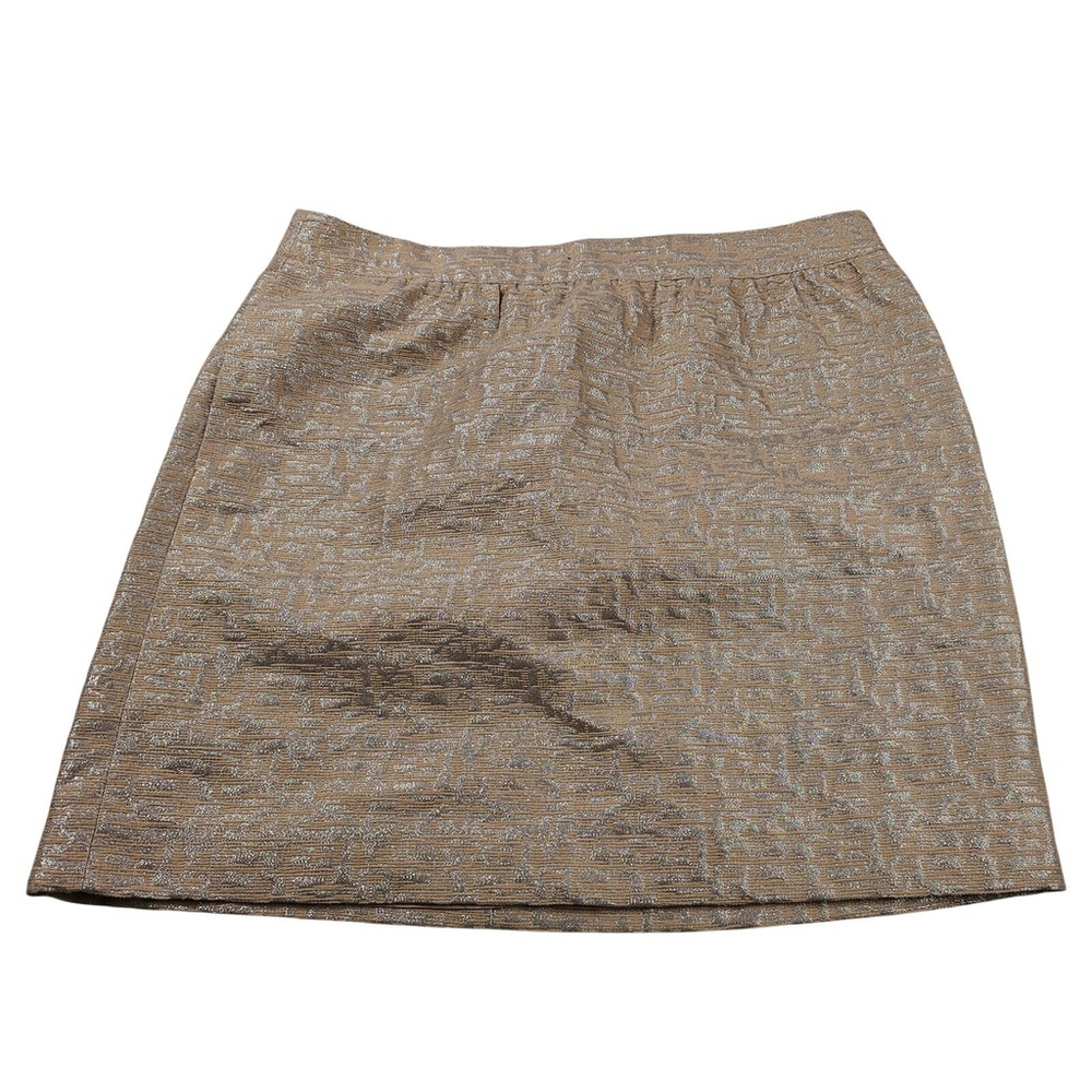 Loft Jacquard Gold Silver Mini Skirt Size 8 - Picture 2 of 9